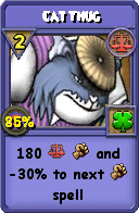 Wizard101 Balance spell card: Cat Thug, Spell ID 2757