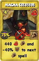 Wizard101 Fire spell card: Magma Colossus, Spell ID 2472