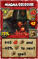 Wizard101 Fire spell card: Magma Colossus, Spell ID 2450