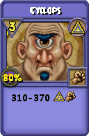 Wizard101 Myth spell card: Cyclops, Spell ID 2615