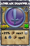 Wizard101 Shadow spell card: Deathblade Shadowblade, Spell ID 2354