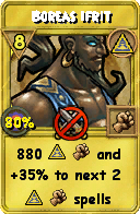 Wizard101 Myth spell card: Boreas Ifrit, Spell ID 2591