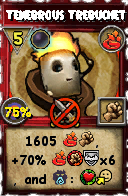 Wizard101 Fire spell card: Tenebrous Trebuchet, Spell ID 2022