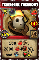 Wizard101 Fire spell card: Tenebrous Trebuchet, Spell ID 2023