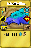 Wizard101 Ice spell card: Blight Hound, Spell ID 2259