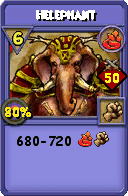 Wizard101 Fire spell card: Helephant, Spell ID 2368