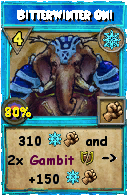 Wizard101 Ice spell card: Bitterwinter Oni, Spell ID 2824