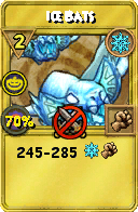 Wizard101 Ice spell card: Ice Bats, Spell ID 2082