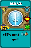 Wizard101 Ice spell card: Iceblade, Spell ID 2087