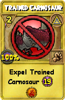 Wizard101 Myth spell card: Trained Carnosaur, Spell ID 2876