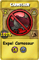 Wizard101 Myth spell card: Carnosaur, Spell ID 2957