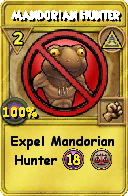 Wizard101 Myth spell card: Mandorian Hunter, Spell ID 2971