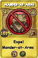 Wizard101 Myth spell card: Mander-at-Arms, Spell ID 2916