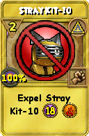 Wizard101 Myth spell card: Stray Kit-10, Spell ID 2926