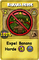 Wizard101 Myth spell card: Banana Horde, Spell ID 2886