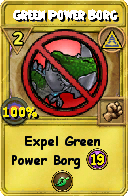 Wizard101 Myth spell card: Green Power Borg, Spell ID 2902