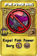 Wizard101 Myth spell card: Pink Power Borg, Spell ID 2912