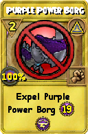 Wizard101 Myth spell card: Purple Power Borg, Spell ID 2875