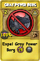 Wizard101 Myth spell card: Gray Power Borg, Spell ID 2888