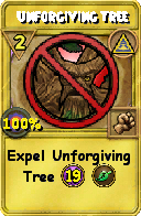Wizard101 Myth spell card: Unforgiving Tree, Spell ID 2953