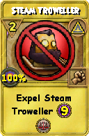 Wizard101 Myth spell card: Steam Troweller, Spell ID 2654
