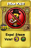 Wizard101 Myth spell card: Steam Valet, Spell ID 2652