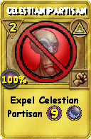 Wizard101 Myth spell card: Celestian Partisan, Spell ID 2643