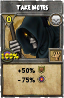 Wizard101 Death spell card: Take Notes, Spell ID 2198