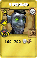 Wizard101 Death spell card: Leperchaun, Spell ID 2128
