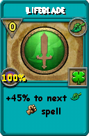 Wizard101 Life spell card: Lifeblade, Spell ID 2772