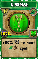 Wizard101 Life spell card: Lifespear, Spell ID 2078