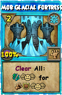 Wizard101 Ice spell card: Mob Glacial Fortress, Spell ID 2423