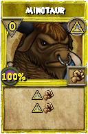 Wizard101 Myth spell card: Minotaur, Spell ID 2367
