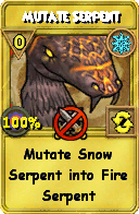 Wizard101 Ice spell card: Mutate Serpent, Spell ID 2334