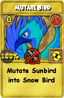 Wizard101 Fire spell card: Mutate Bird, Spell ID 2849