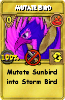Wizard101 Fire spell card: Mutate Bird, Spell ID 2141