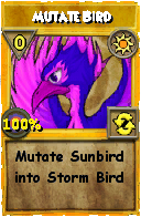 Wizard101 Sun spell card: Mutate Bird, Spell ID 2142