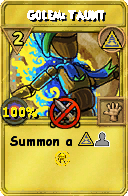 Wizard101 Myth spell card: Golem: Taunt, Spell ID 2284