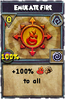 Wizard101 Shadow spell card: Emulate Fire, Spell ID 2374