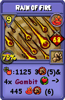 Wizard101 Fire spell card: Rain of Fire, Spell ID 2320