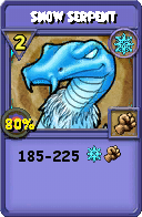 Wizard101 Ice spell card: Snow Serpent, Spell ID 2616