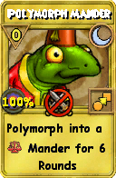 Wizard101 Moon spell card: Polymorph Mander, Spell ID 2028