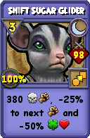Wizard101 Moon spell card: Shift Sugar Glider, Spell ID 2862