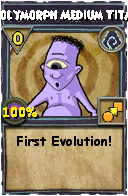 Wizard101 Shadow spell card: Polymorph Medium Titan, Spell ID 2665