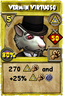 Wizard101 Myth spell card: Vermin Virtuoso, Spell ID 2749