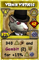 Wizard101 Myth spell card: Vermin Virtuoso, Spell ID 2748