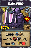 Wizard101 Shadow spell card: Dark Fiend, Spell ID 2225