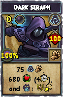 Wizard101 Shadow spell card: Dark Seraph, Spell ID 2397