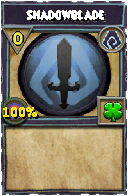 Wizard101 Shadow spell card: Shadowblade, Spell ID 2020