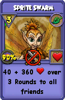 Wizard101 Life spell card: Sprite Swarm, Spell ID 2558